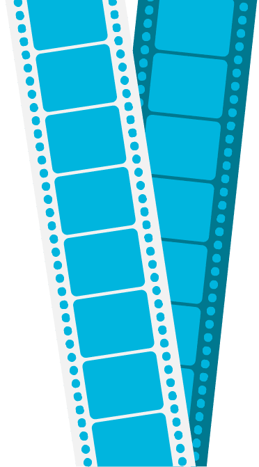 Two blue animated reel strips with transparent background